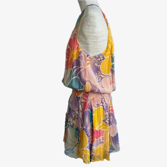 Ramy Brook Kourtney Smocked Floral Minidress, Med - Picture 9 of 11